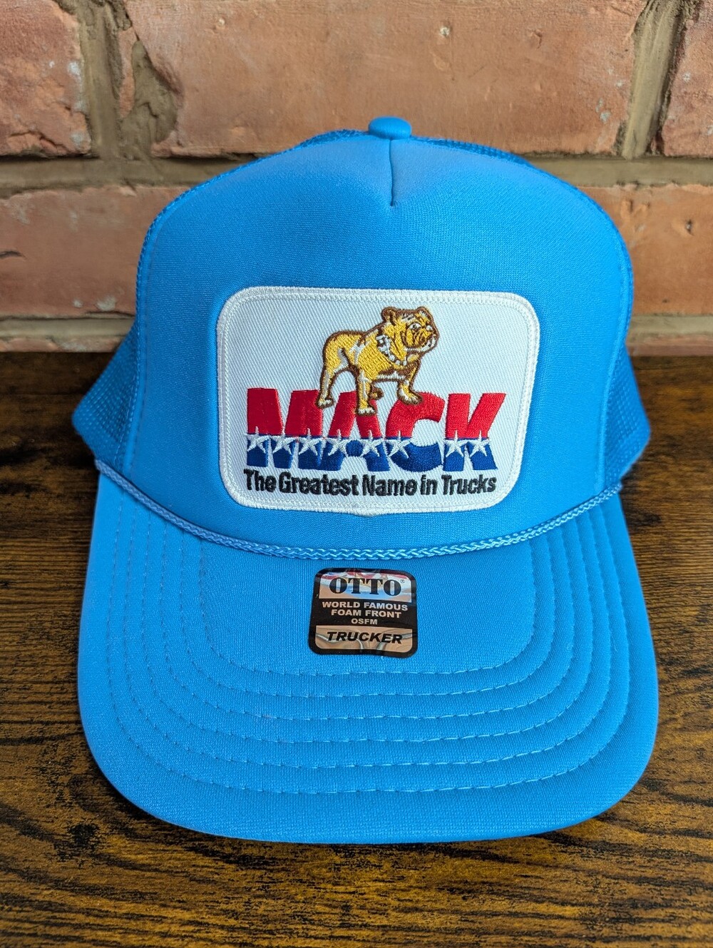 Retro Mack Truck Adjustable Trucker Hat In Light Blue By Otto Caps